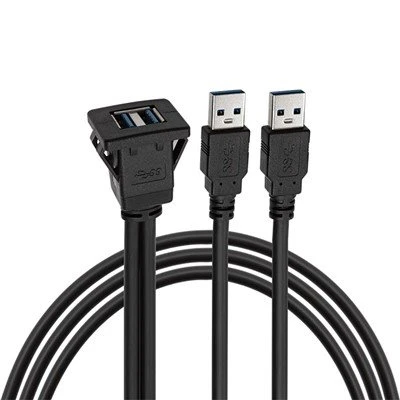 Port dublu pătrat USB 3.0 Cablu de prelungire pentru montare încasată pe panou, cu cataramă